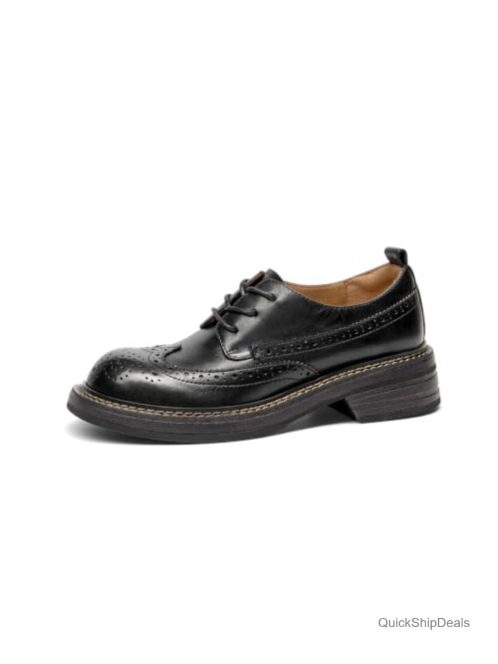 Women's Leather Wingtip Brogue Oxfords Dress Shoes Lace Up